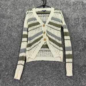 Freshman Sweater Womens XS Multicolor Striped Knit Button Cardigan Casual